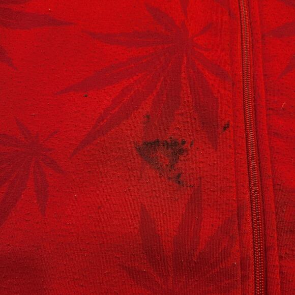 Fresh Kush Mens Large Red Full Zip Hoodie Embroidered All Over Print Sweatshirt - Picture 6 of 10